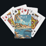 Split Croatia Travel Art Vintage Playing Cards<br><div class="desc">Split retro vector travel design. Split,  historically known as Spalato,  is the second-largest city of Croatia after the capital Zagreb,  the largest city in Dalmatia and the largest city on the Croatian coast.</div>