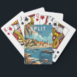 Split Croatia Travel Art Vintage Playing Cards<br><div class="desc">Split retro vector travel design. Split,  historically known as Spalato,  is the second-largest city of Croatia after the capital Zagreb,  the largest city in Dalmatia and the largest city on the Croatian coast.</div>