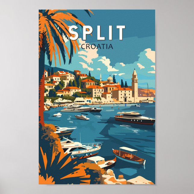 Split Croatia Travel Art Vintage Poster (Front)
