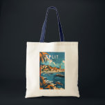 Split Croatia Travel Art Vintage Tote Bag<br><div class="desc">Split retro vector travel design. Split,  historically known as Spalato,  is the second-largest city of Croatia after the capital Zagreb,  the largest city in Dalmatia and the largest city on the Croatian coast.</div>