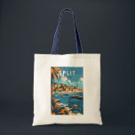 Split Croatia Travel Art Vintage Tote Bag<br><div class="desc">Split retro vector travel design. Split,  historically known as Spalato,  is the second-largest city of Croatia after the capital Zagreb,  the largest city in Dalmatia and the largest city on the Croatian coast.</div>