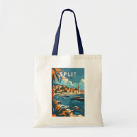 Split Croatia Travel Art Vintage