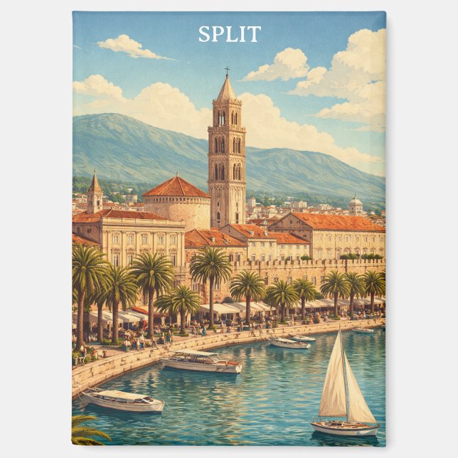 Split Croatia Vintage Adriatic Coast Magnet (Front)