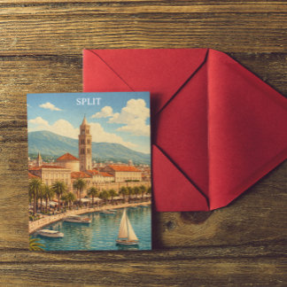 Split Croatia Vintage Adriatic Coast Postcard