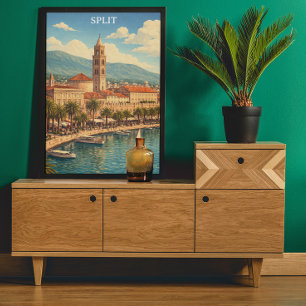 Split Croatia Vintage Adriatic Coast Poster