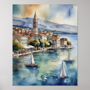 Split Croatia Watercolor Poster