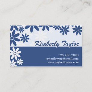 Split Floral Pattern - Dark Blue Business Card
