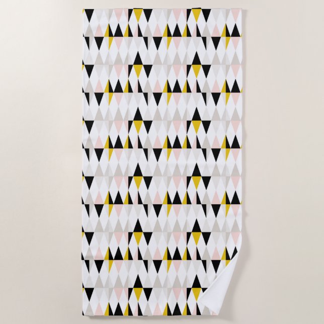 Split Geometric Triangle Pattern Beach Towel (Front)