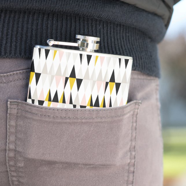 Split Geometric Triangle Pattern Hip Flask (In Situ)