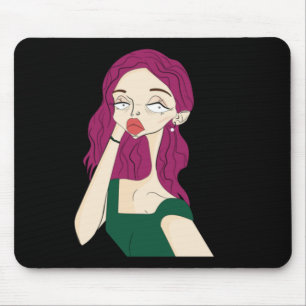 Split Girl Sticker Mouse Pad