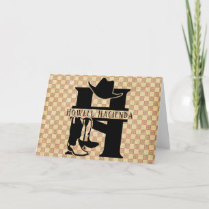 Split 'H' Cowboy Monogram Card