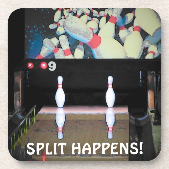 Split Happens Bowling league Coaster (Front)