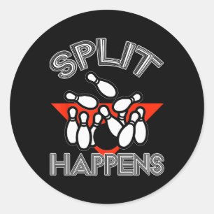 Split Happens Bowling Shirt Funny Spare Ball Team Classic Round Sticker