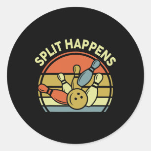 Split Happens Bowling-shirt Funny Vintage Dad Wome Classic Round Sticker