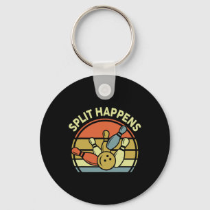 Split Happens Bowling-shirt Funny Vintage Dad Wome Key Ring