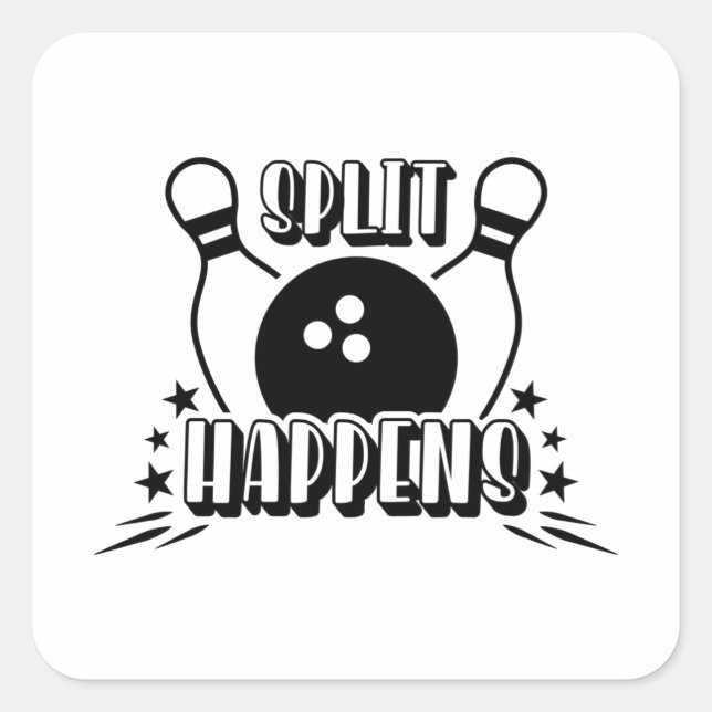 Split Happens Bowling Shirt Square Sticker (Front)