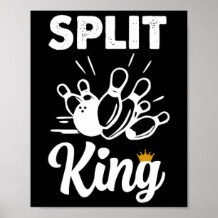 Split King Bowling Tee Shirts For Men Vintage Spor Poster