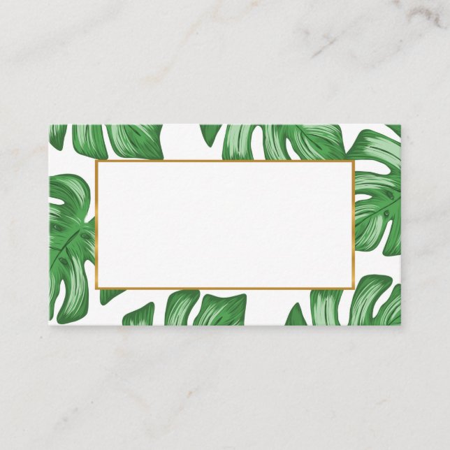 Split Leaf Philodendron Summer Wedding Place Card (Front)