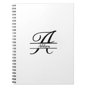 Split Monogram A-Z Black and White Notebook