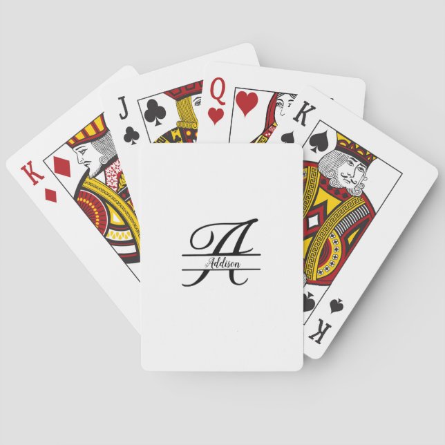 Split Monogram A-Z Black and White Playing Cards (Back)