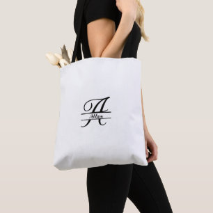 Split Monogram A-Z Black and White Tote Bag