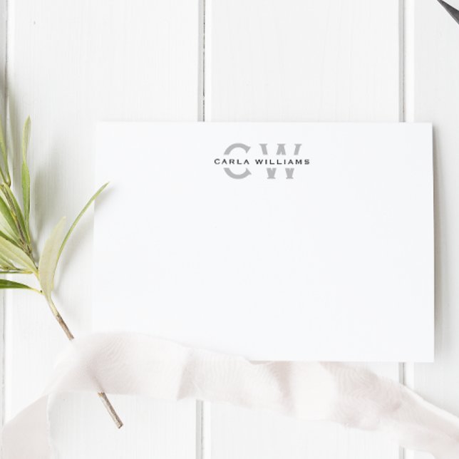 Split Monogram elegant formal note from grey Card (Creator Uploaded)