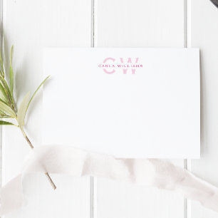 Split Monogram elegant formal note from pink Card
