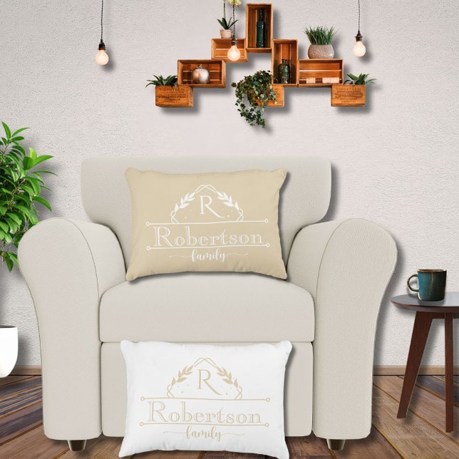 Split Monogram Family Name Champaigne Gold Frame Decorative Cushion (Creator Uploaded)