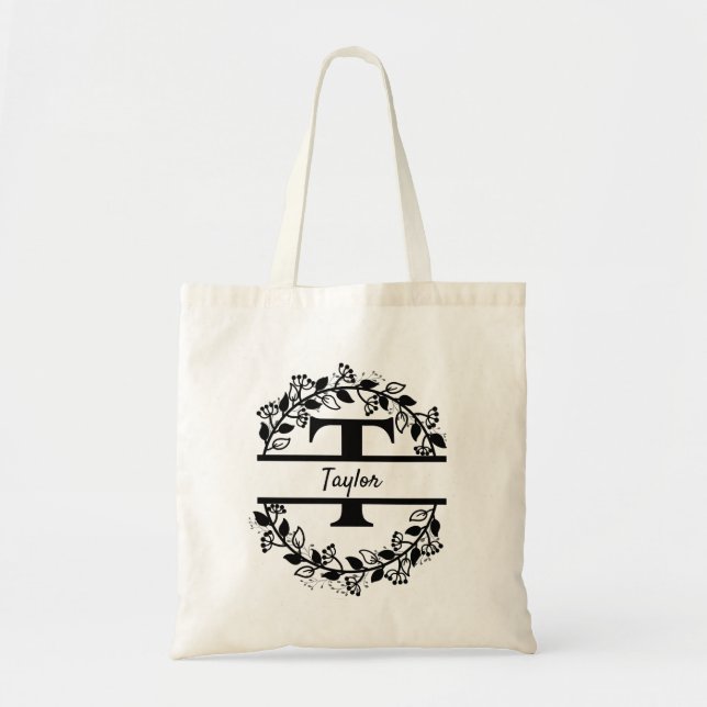 Split Monogram Letter T Personalised Tote Bag (Front)