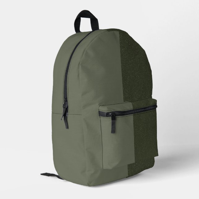 Split Moss Green Backpack – Customisable Design (Back Corner Left)