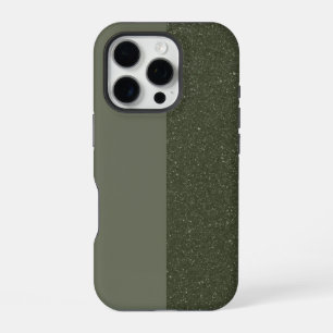 Split Moss Green Glitter iPhone 16 Case (Custom)