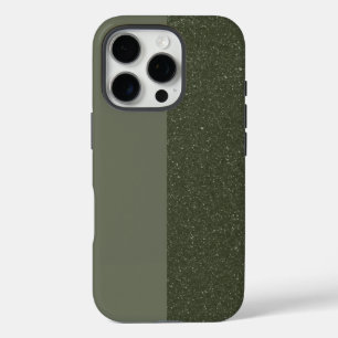 Split Moss Green Glitter iPhone 16 Case (Custom)