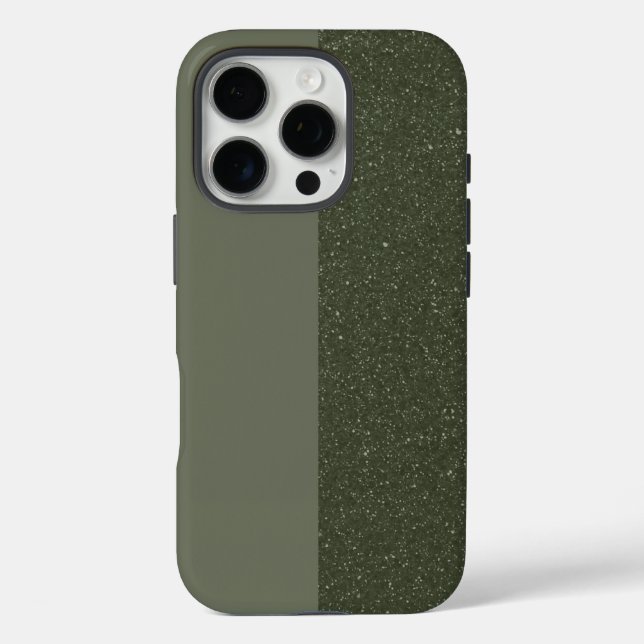 Split Moss Green Glitter iPhone 16 Case (Custom) (Back)