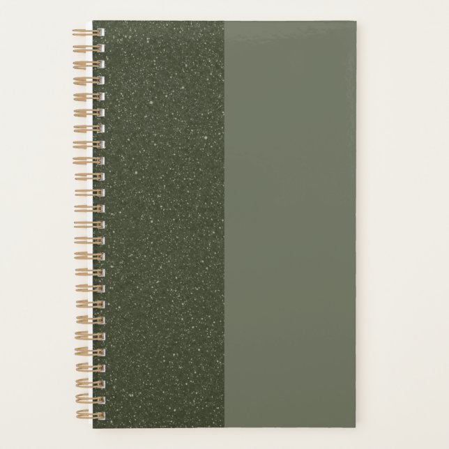 Split Moss Green Textured Planner – Customisable (Front)
