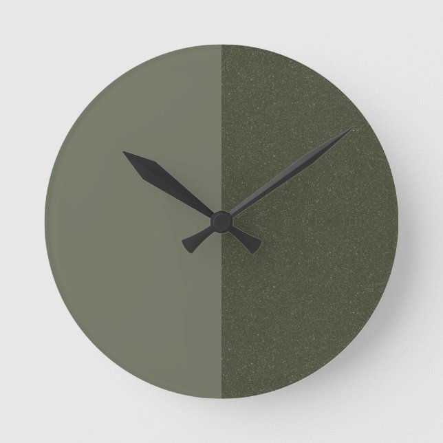 Split Moss Green Wall Clock – Minimal Design (Front)