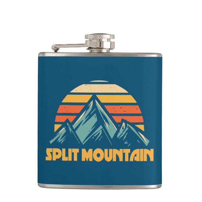 Split Mountain California Retro Turquoise Hip Flask (Front)