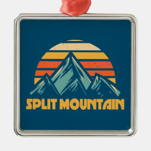 Split Mountain California Retro Turquoise Metal Ornament