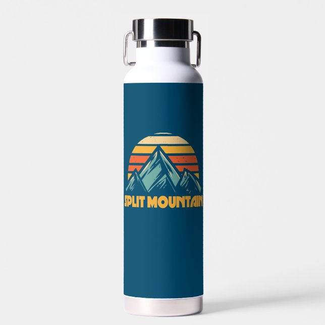 Split Mountain California Retro Turquoise Water Bottle (Front)