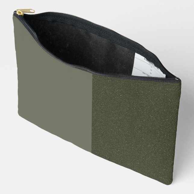 Split-Panel Moss Green Custom Pouch (Open)