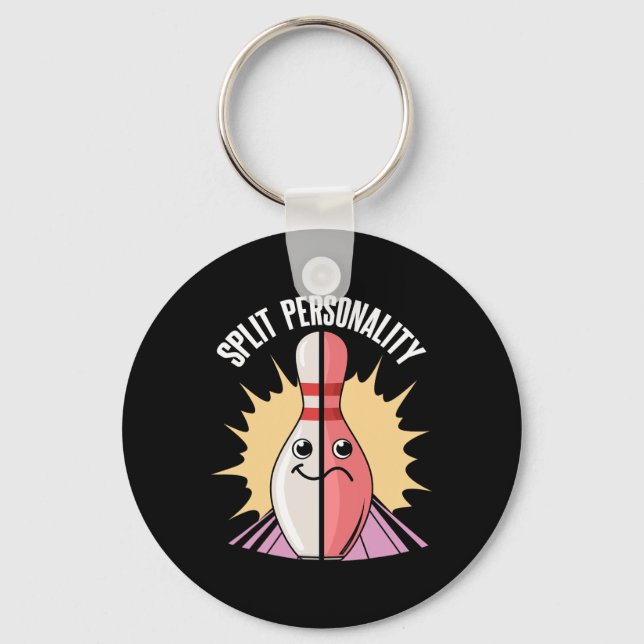 Split Personality Bowling Pin  Key Ring (Front)