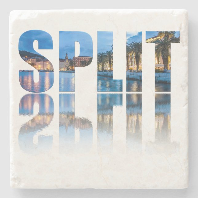 Split promenade text in Croatia Stone Coaster (Front)