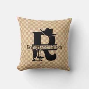 Split 'R' Cowboy Monogram Cushion