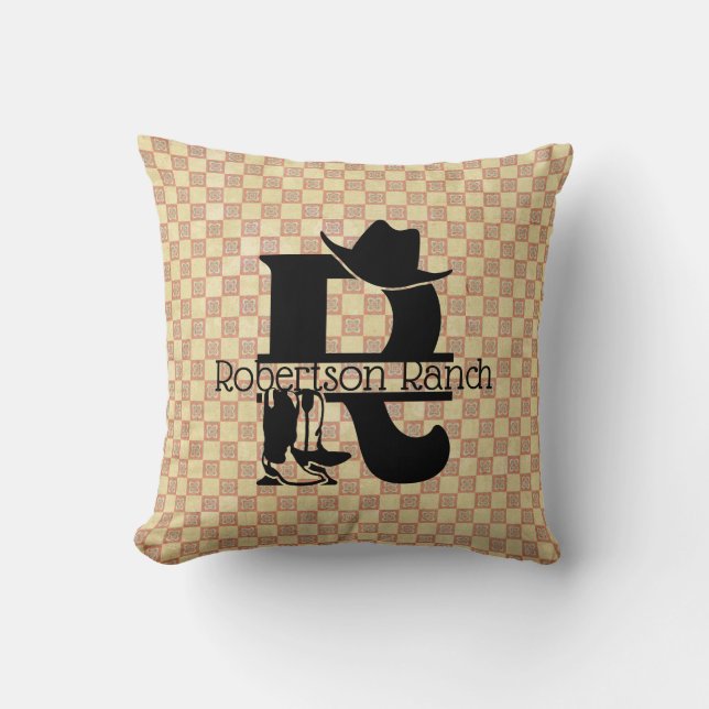 Split 'R' Cowboy Monogram Cushion (Front)