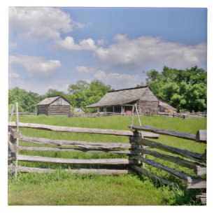 Split Rail Fence and Barn Ceramic Tile