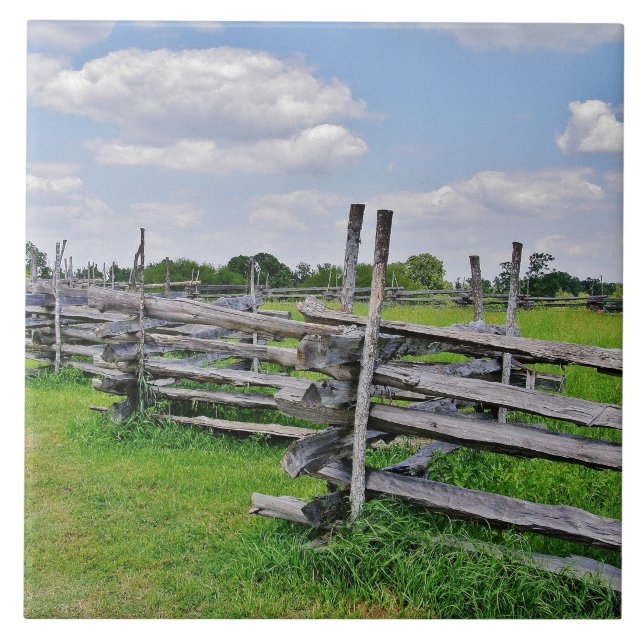 Split Rail Fence Ceramic Tile (Front)