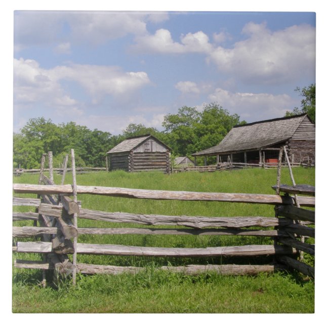 Split Rail Fence Ceramic Tile (Front)