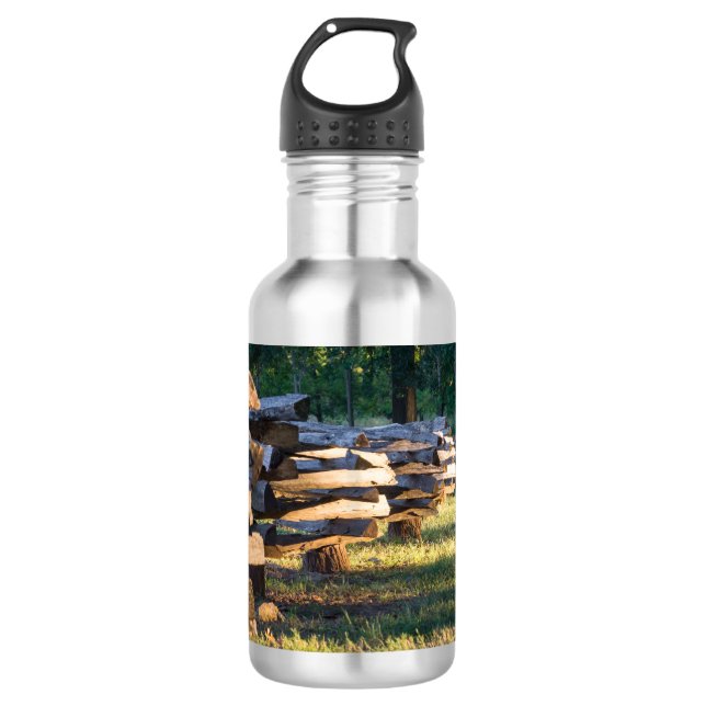 Split Rail Fence Water Bottle (Front)