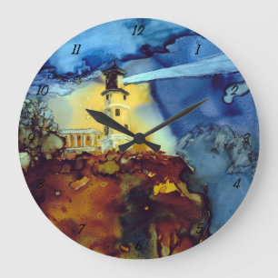 Split Rock Lighthouse At Night Large Clock