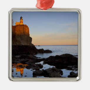 Split Rock Lighthouse at sunset near Two Metal Ornament