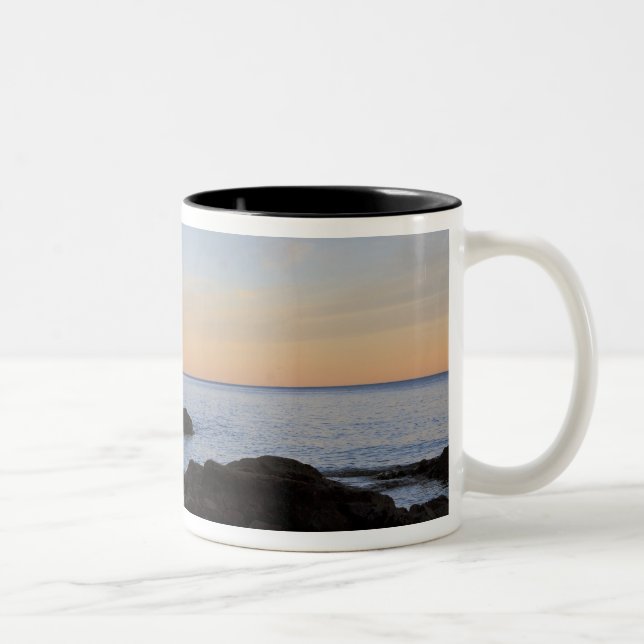 Split Rock Lighthouse at sunset near Two Two-Tone Coffee Mug (Right)